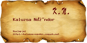 Kaluzsa Nándor névjegykártya