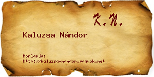 Kaluzsa Nándor névjegykártya